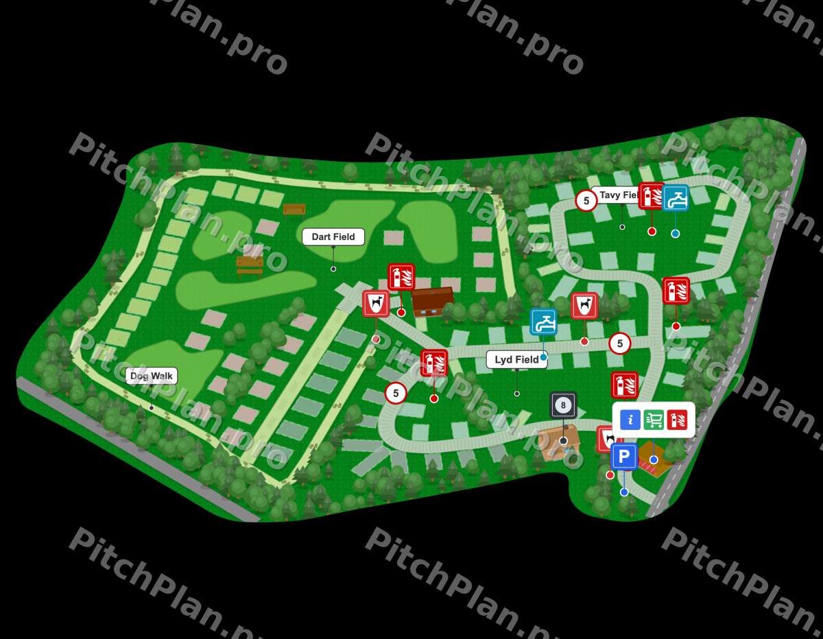 Lydford Caravan and Camping Park with signs
