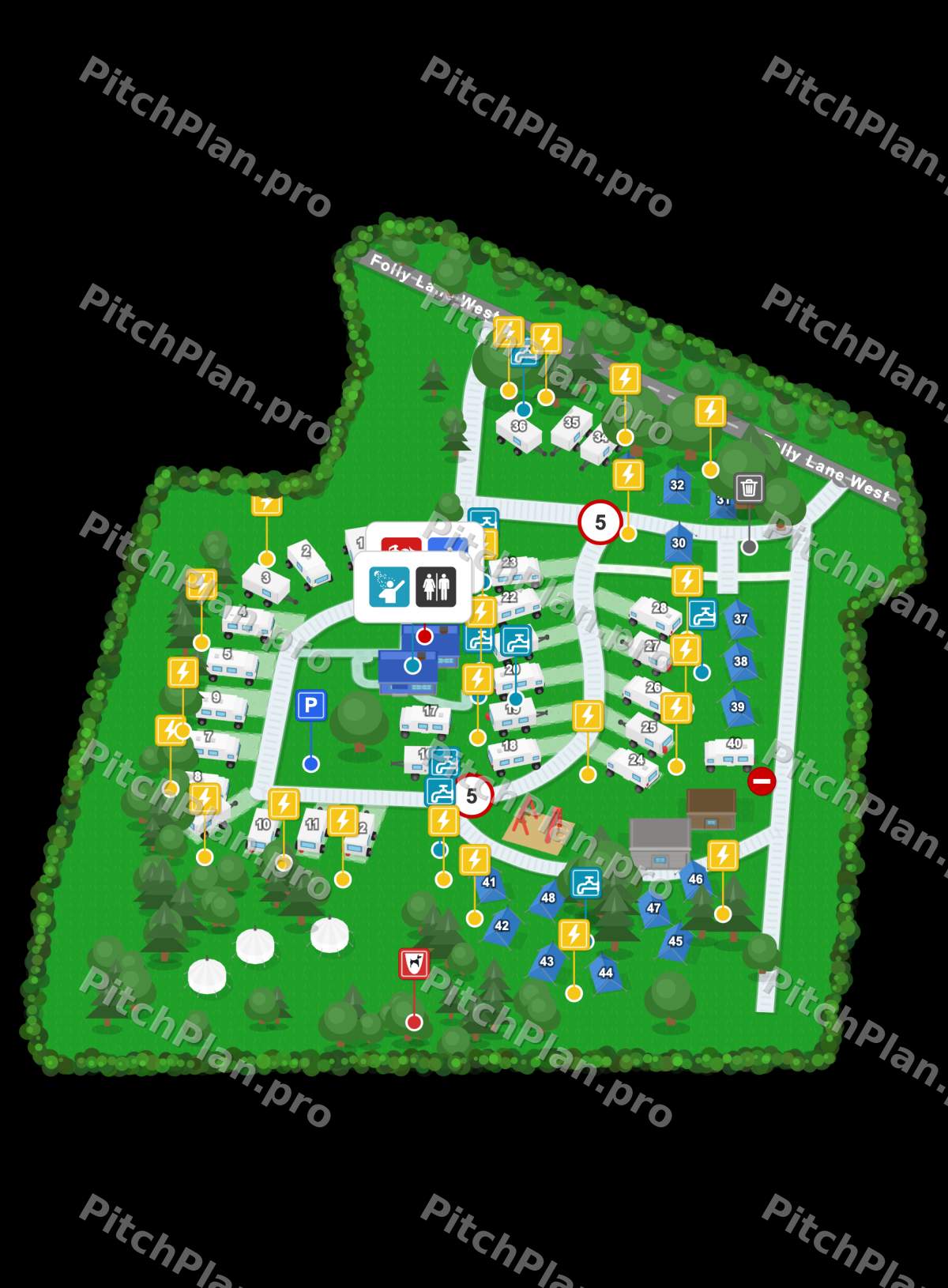 Piccadilly Caravan Park with signs